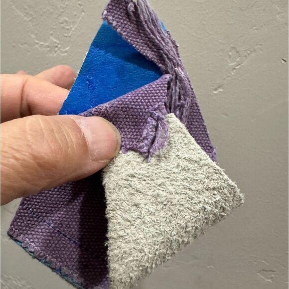 Unique Colorblock Cowhide Leather with Ripped Canvas, Metal Frame Bag, Crossbody - Picture 16 of 16